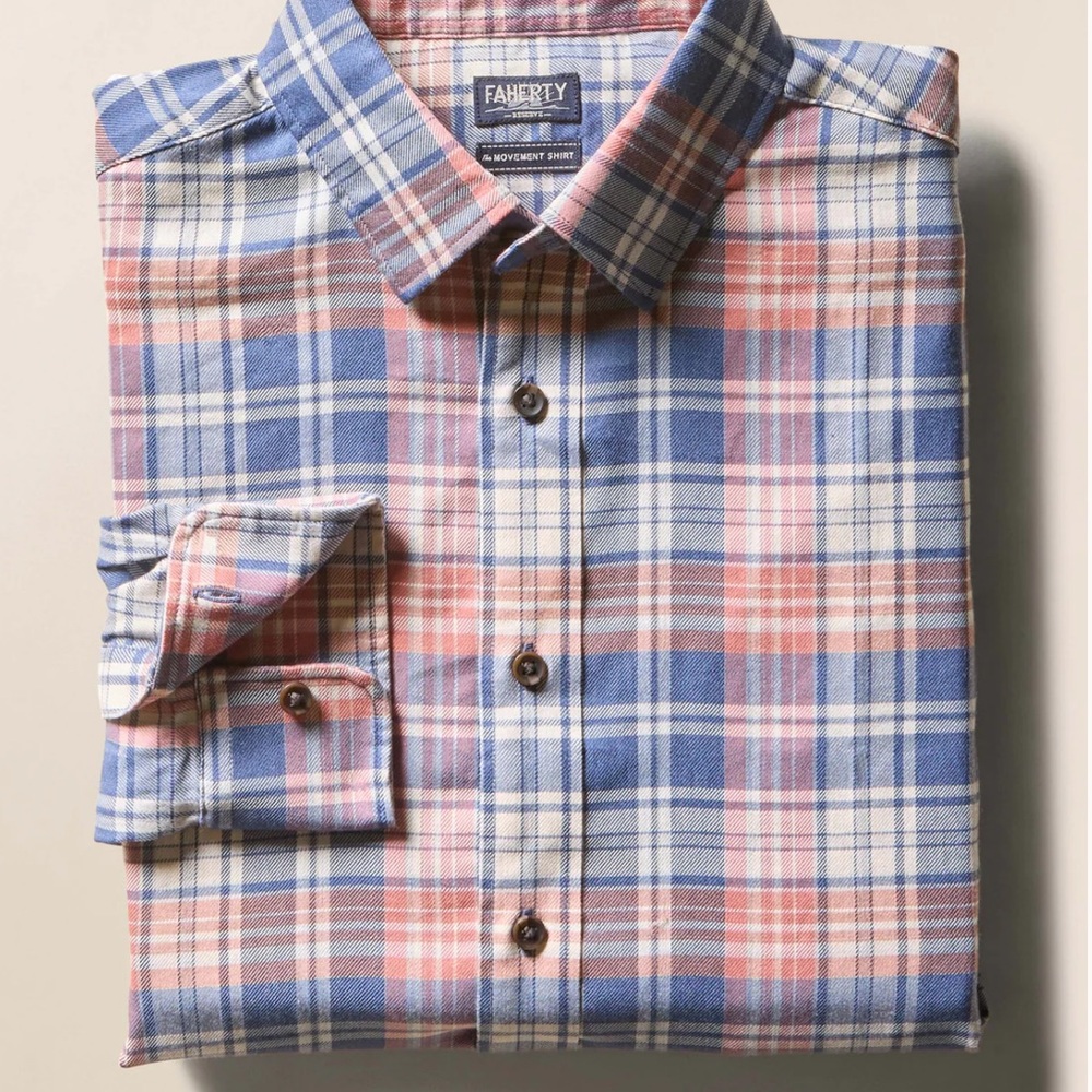 Faherty The Movement Shirt Autumn Plaid Large NWT